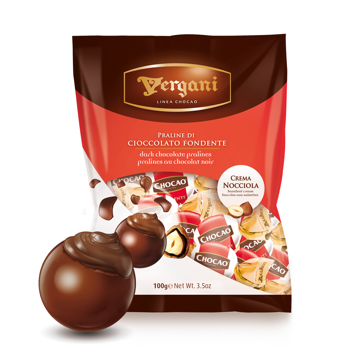 Sfere fondente ripiene con crema alla nocciola