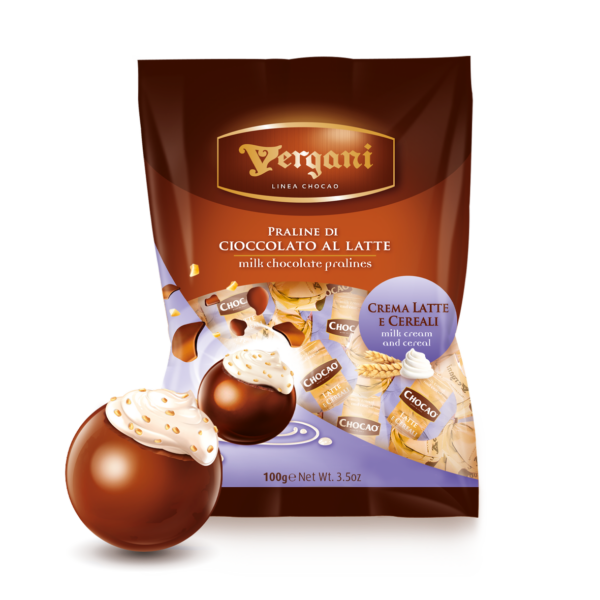 Sfere latte ripiene con crema latte e cereali